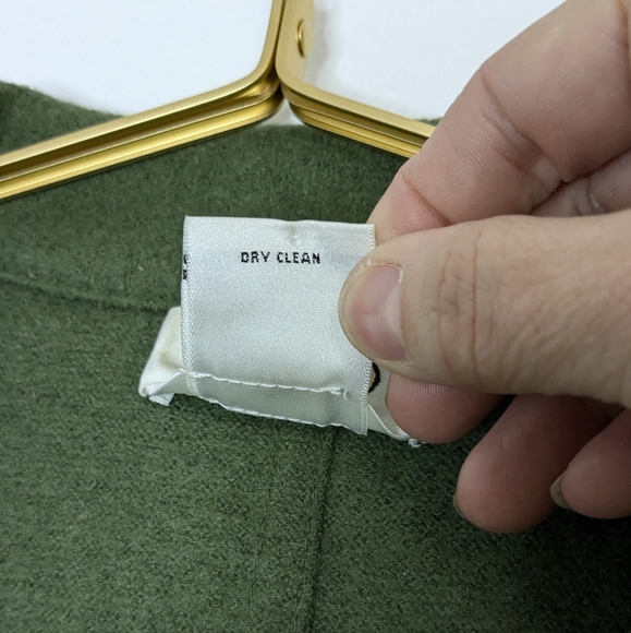 Talbots Medium Olive Green Wool & Alpaca Blend Long Sleeve Button‎ Down Jacket - Picture 5 of 10